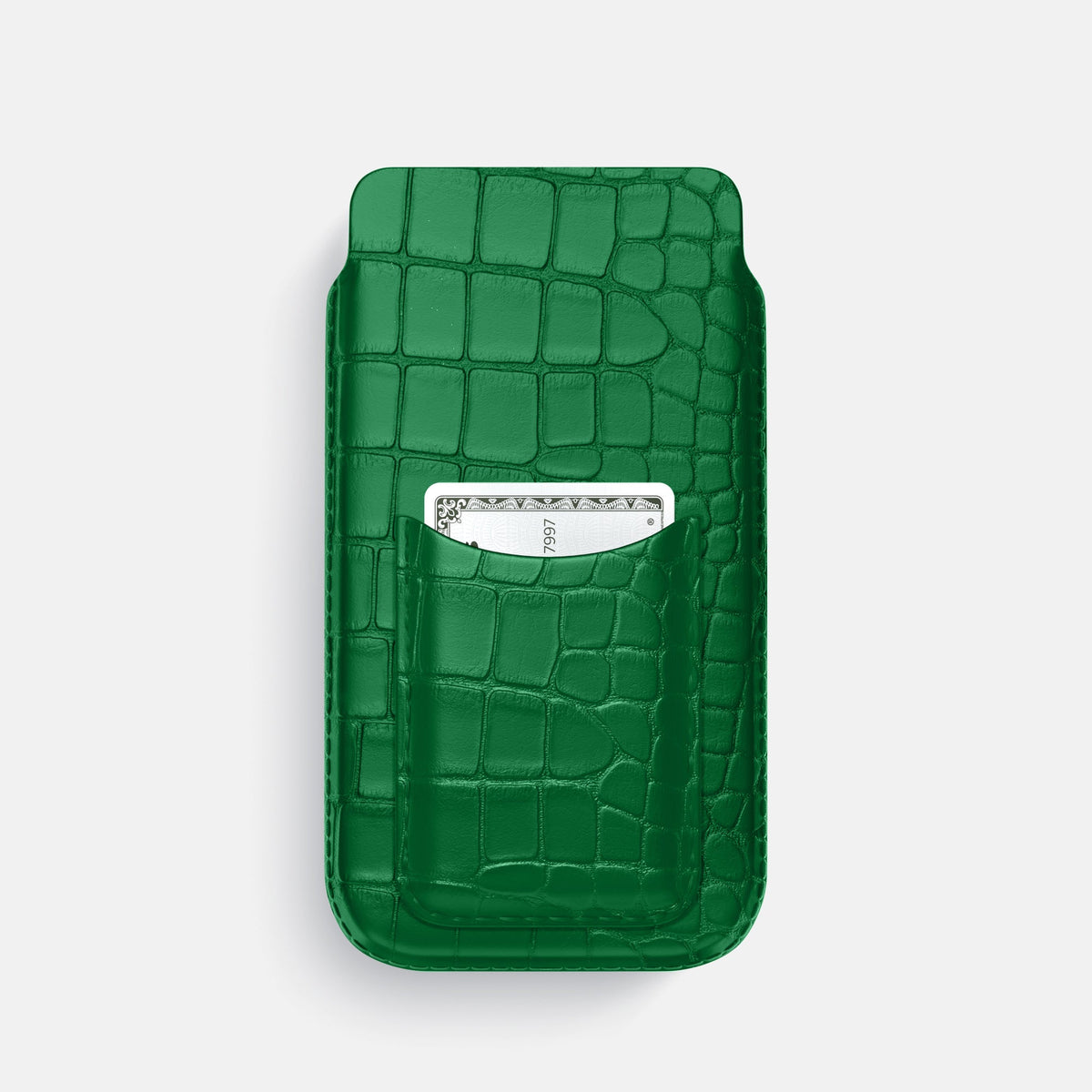 Pouch Card Case For iPhone 18 Pro In Alligator -1 | Forest-Green