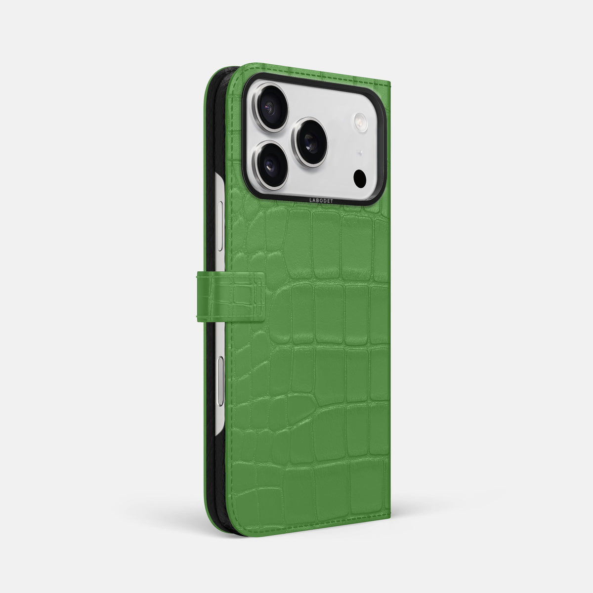 Folio Case with Clasp For iPhone 18 Pro Max In Alligator -1 | Apple-Green-Black