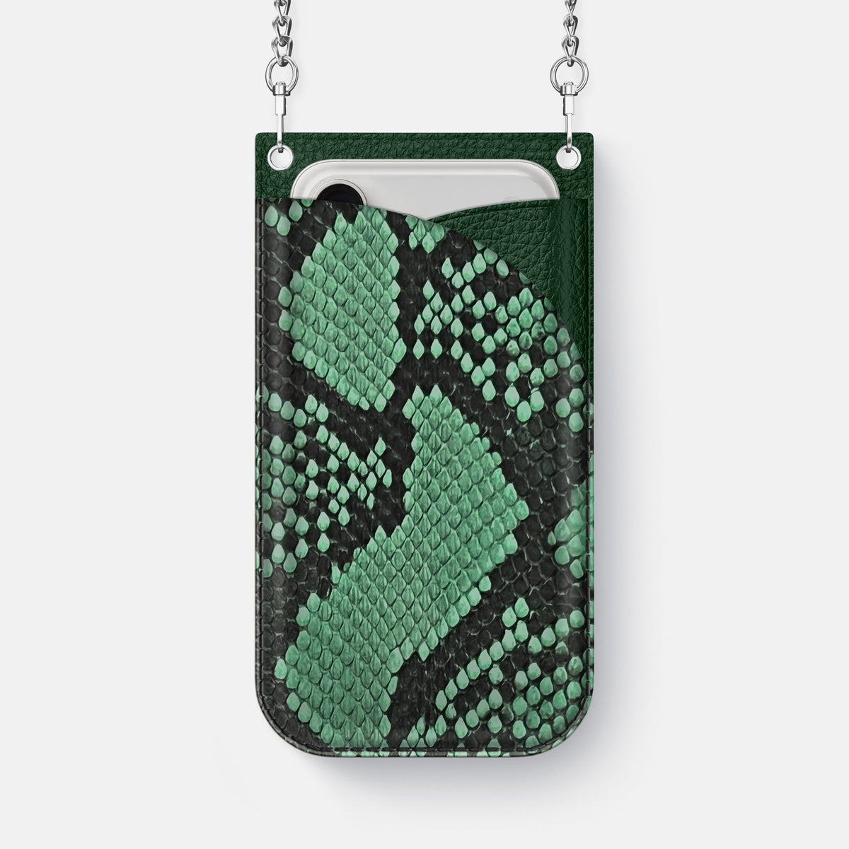 Crossbody Bag For iPhone 18 Pro Max In Deluxe Python -1 | Forest-Green-Steel