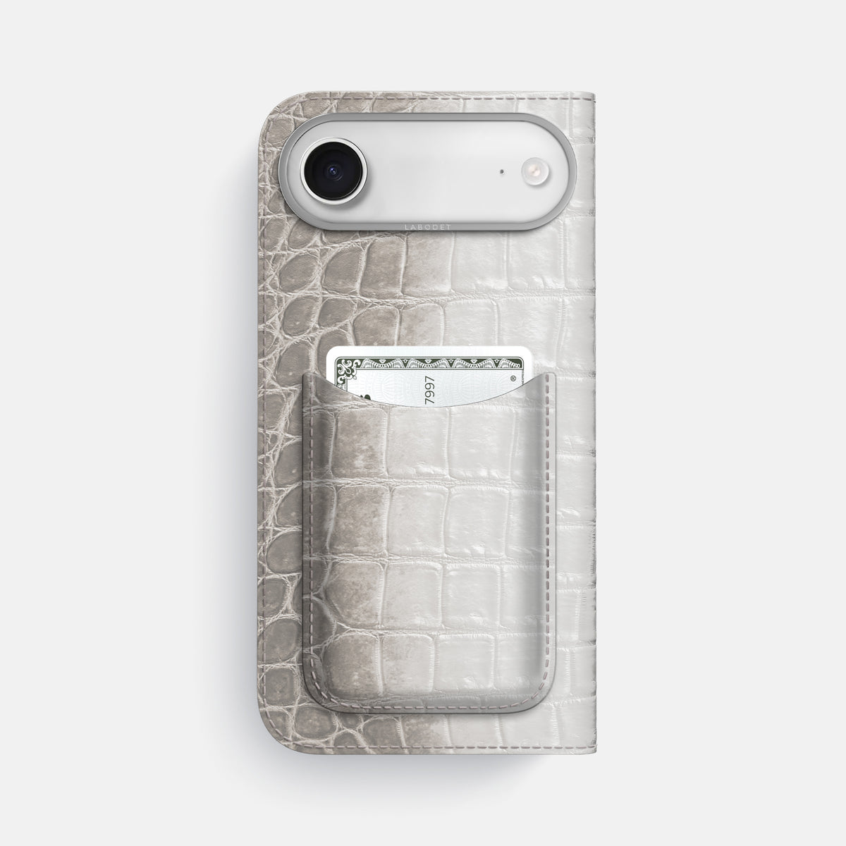 Folio Case with Card For iPhone 17 Air In Himalayan Crocodile -3 | Grey-Steel