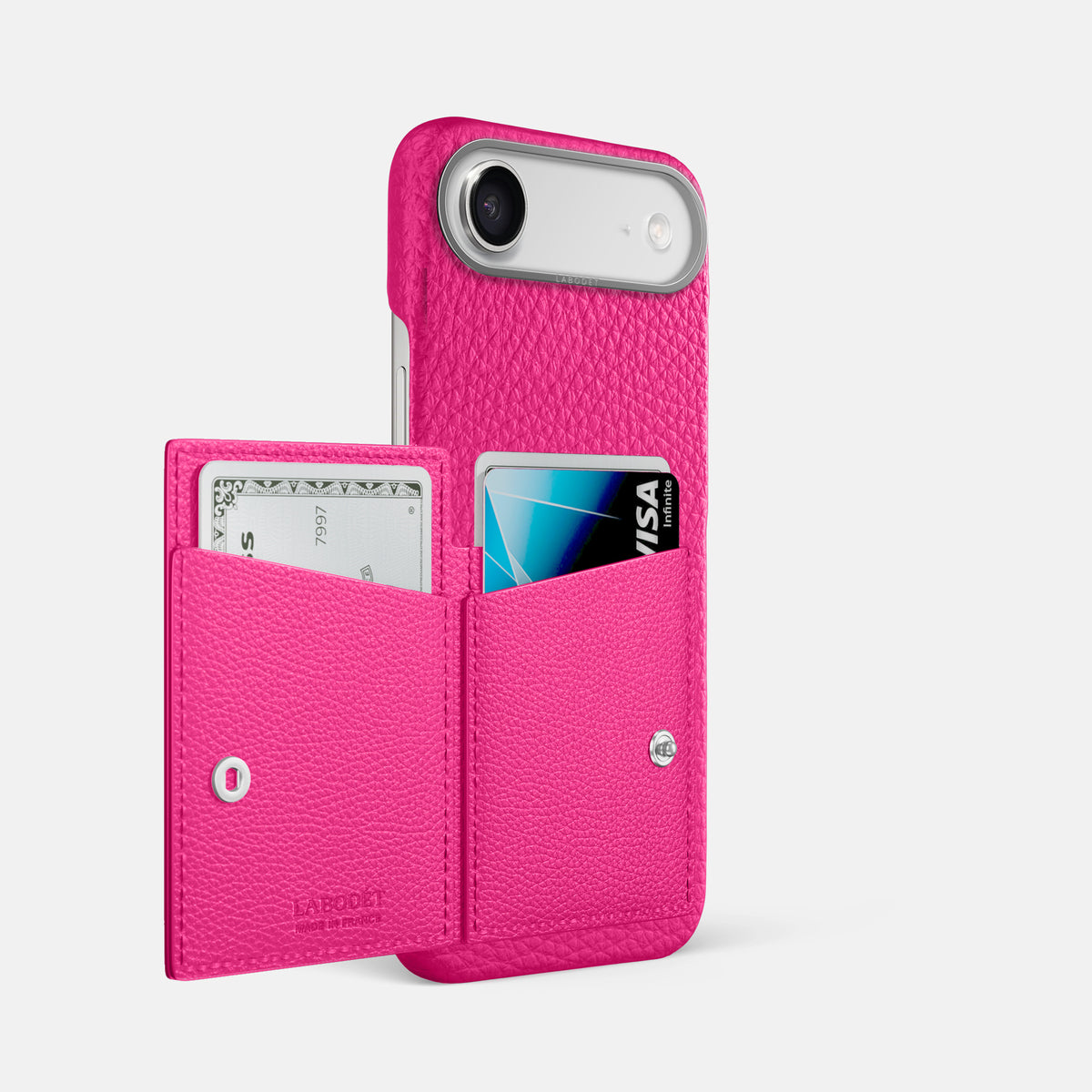 Bi-Fold Case For iPhone 17 Air In Calf -2 | Magenta-Steel