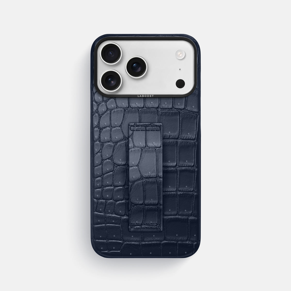 Finger Case For iPhone 17 Pro Max In Porosus Crocodile -1 | Deep-Blue-Sea-Black