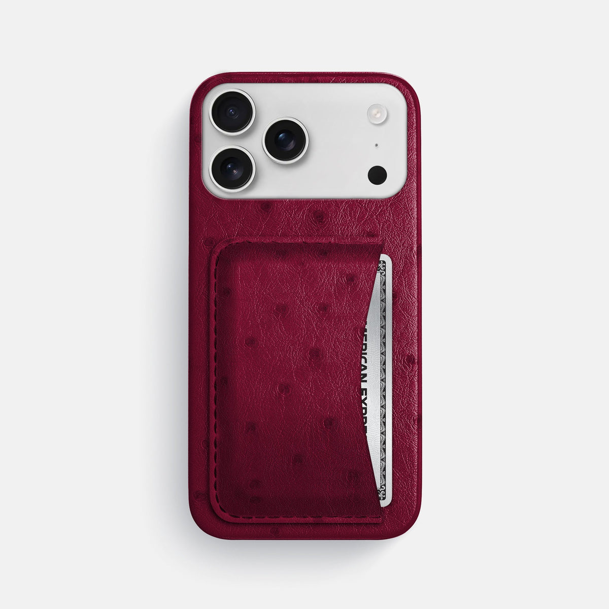 Slim Card Case For iPhone 18 Pro Max In Ostrich -1 | Bordeaux