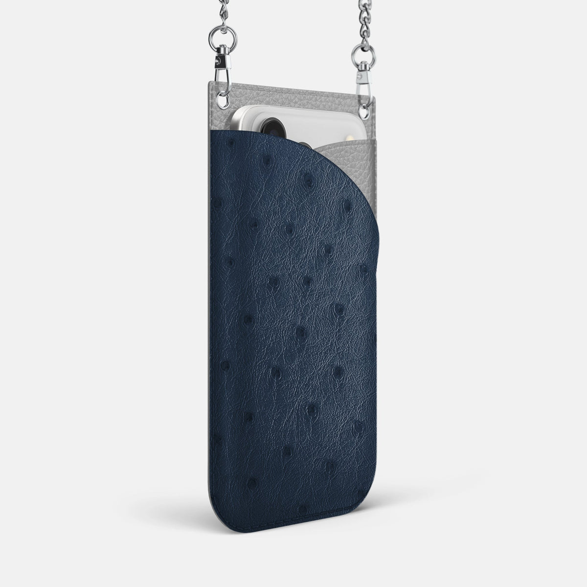 Crossbody Bag For iPhone 18 Pro Max In Ostrich -2 | Navy-Blue-Steel
