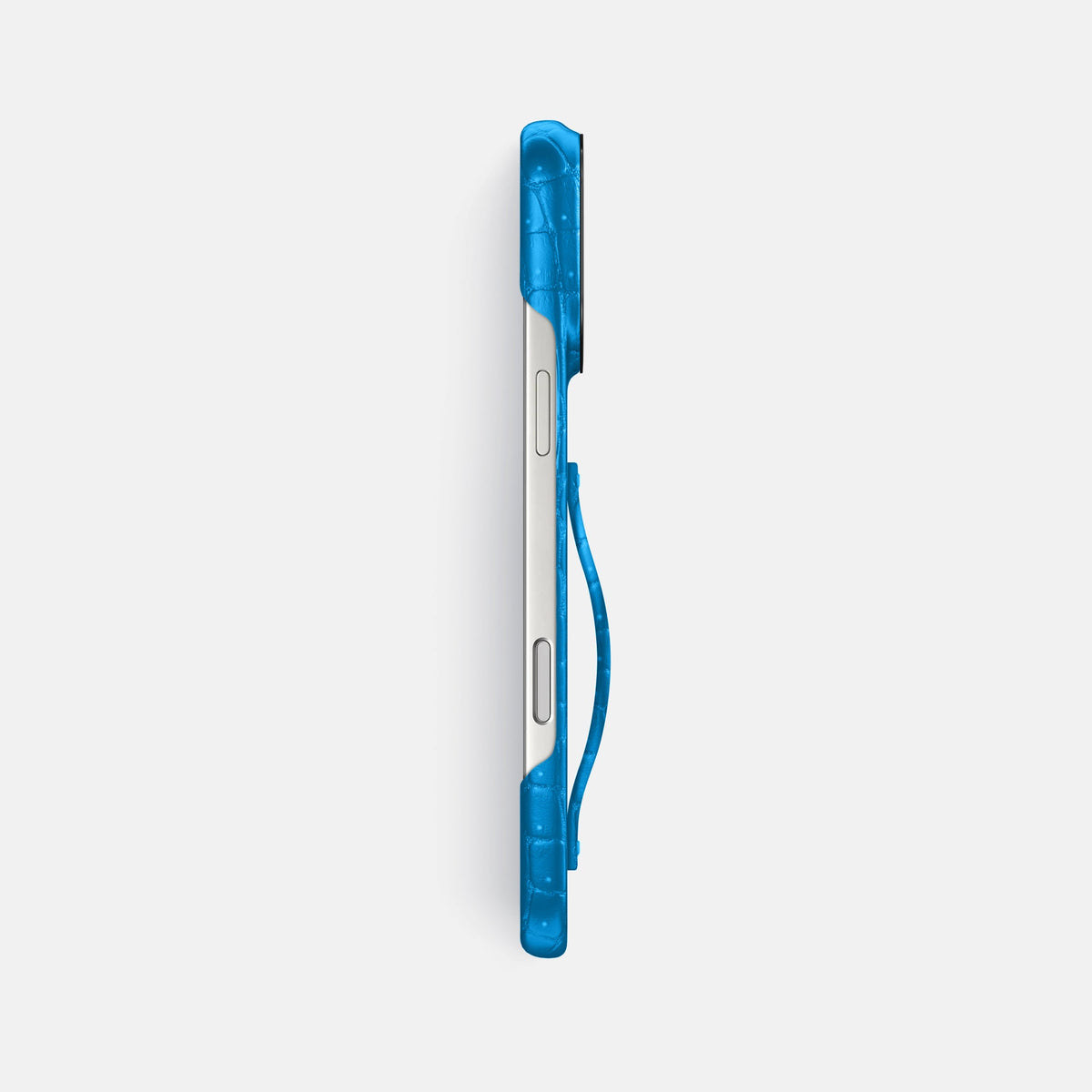 Finger Case For iPhone 18 Pro Max In Porosus Crocodile -3 | Blue-Lagoon-Black