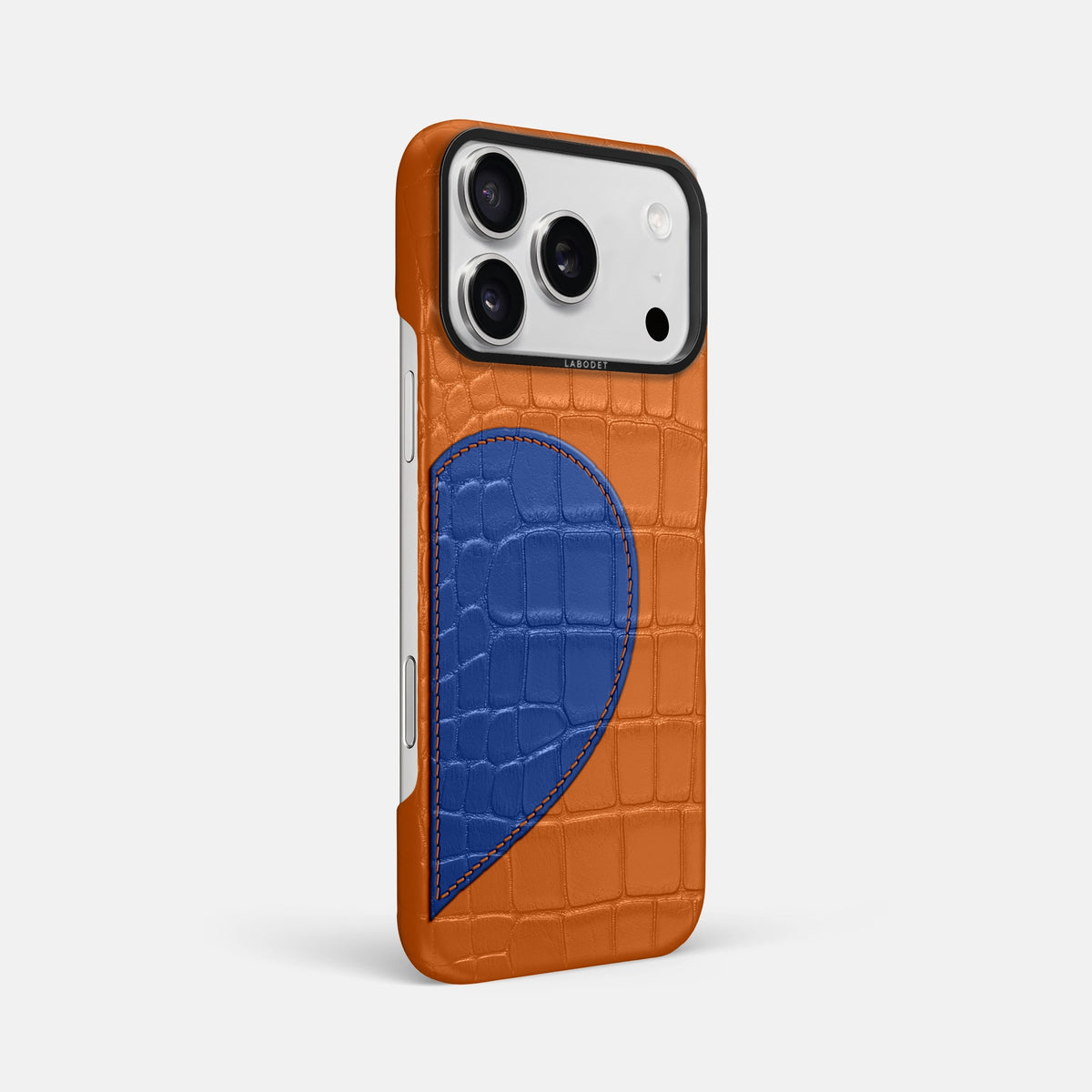 Classic Case With Half Heart - Right For iPhone 18 Pro Max In Alligator -2 | Orange-Black