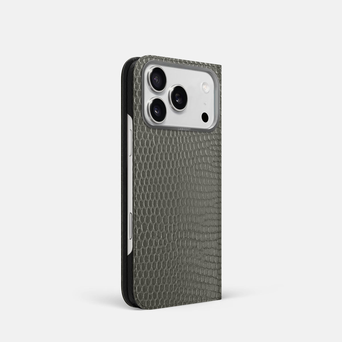 Folio Case For iPhone 18 Pro In Lizard -1 | Grey-Steel