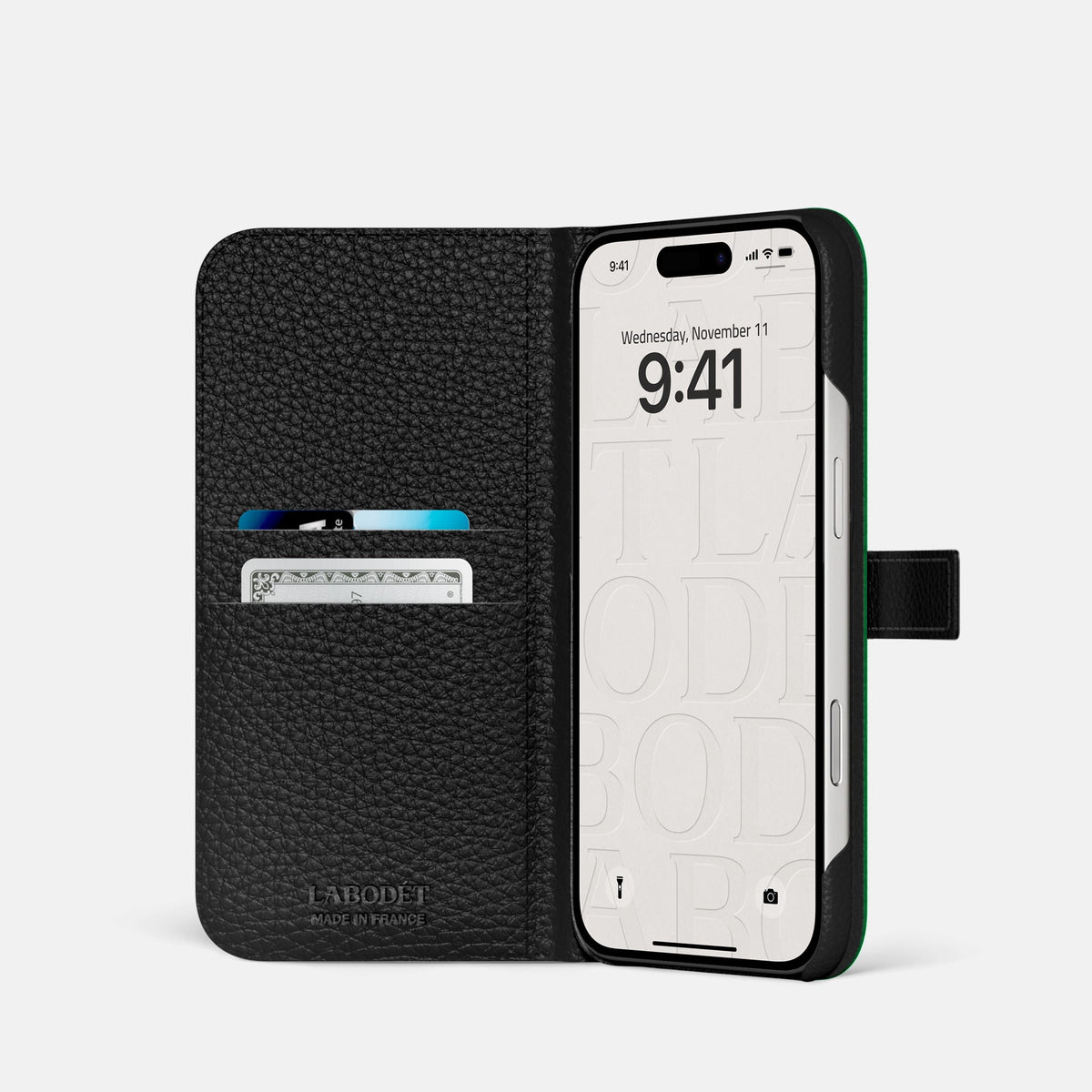 Folio Case with Clasp For iPhone 18 Pro In Alligator -2 | Forest-Green-Black