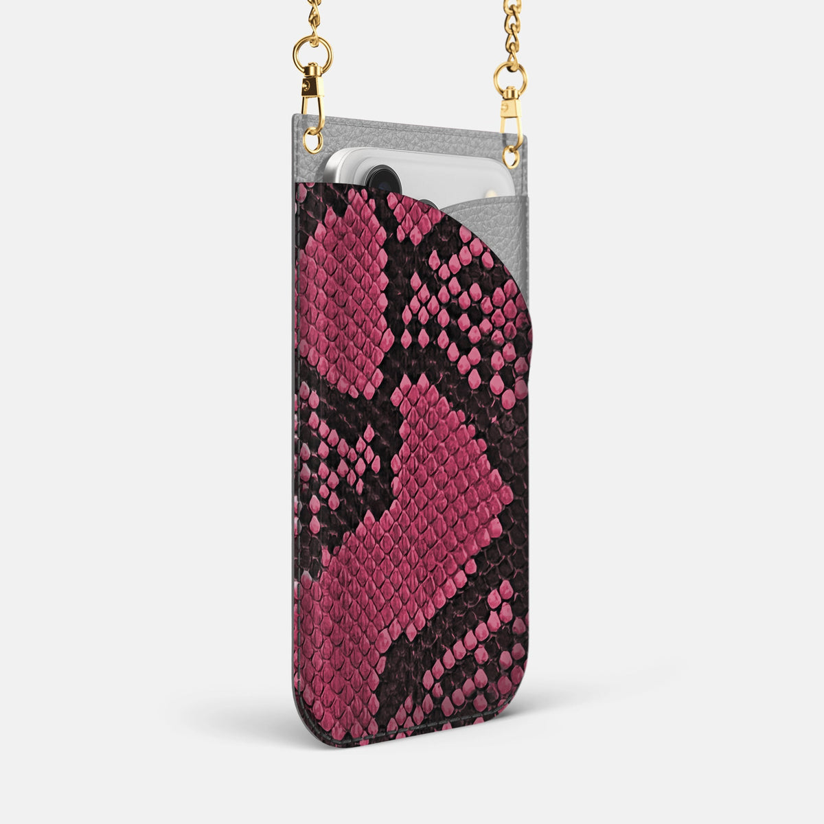 Crossbody Bag For iPhone 18 Pro Max In Deluxe Python -2 | Burgundy-Gold