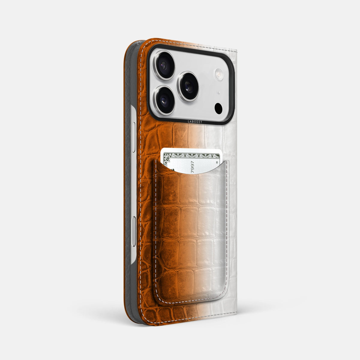 Folio Case with Card For iPhone 18 Pro Max In Himalayan Crocodile -1 | Orange-Black
