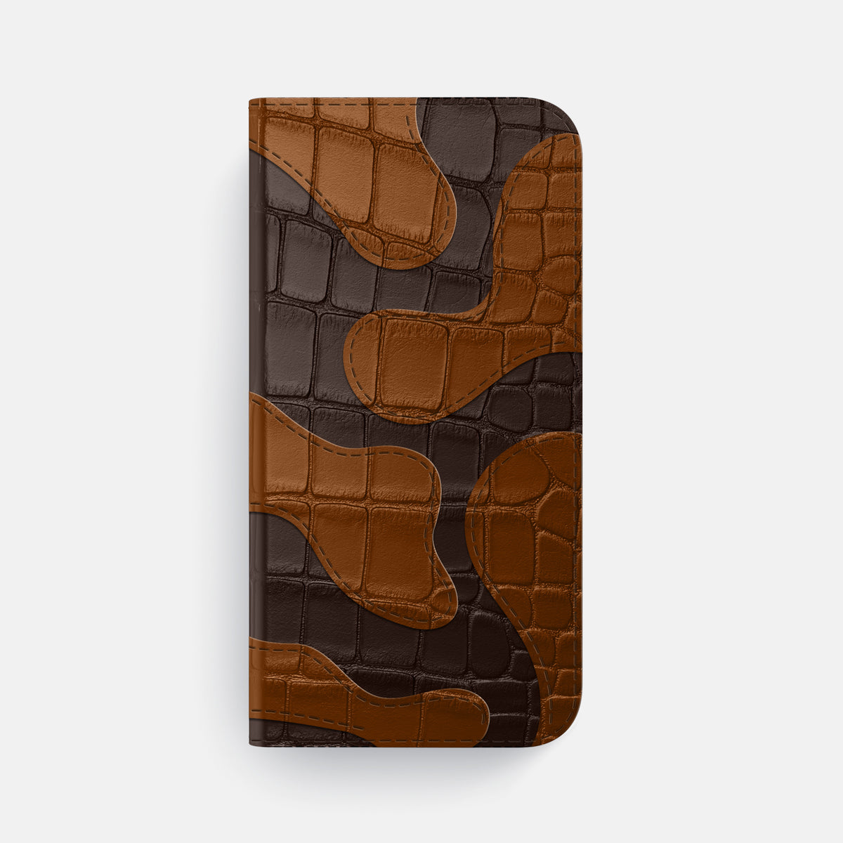 Camouflage Folio For iPhone 17 Air In Alligator -4 | Dark-Brown-Steel