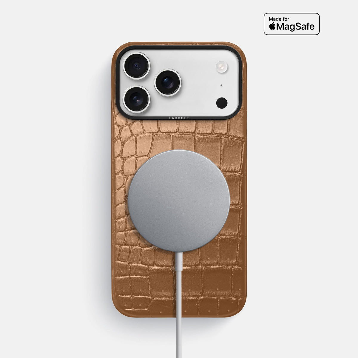 Classic Case For iPhone 18 Pro Max In Porosus Crocodile -5 | Milk-Chocolate-Black