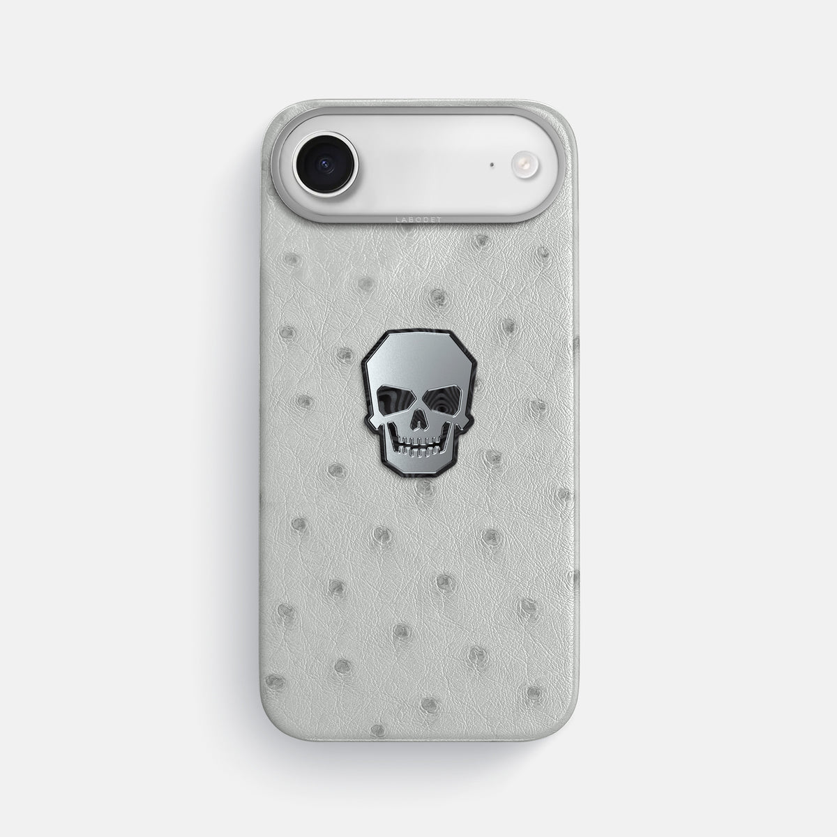 Classic Case With Titanium Skull For iPhone 17 Air In Ostrich -1 | White-Steel