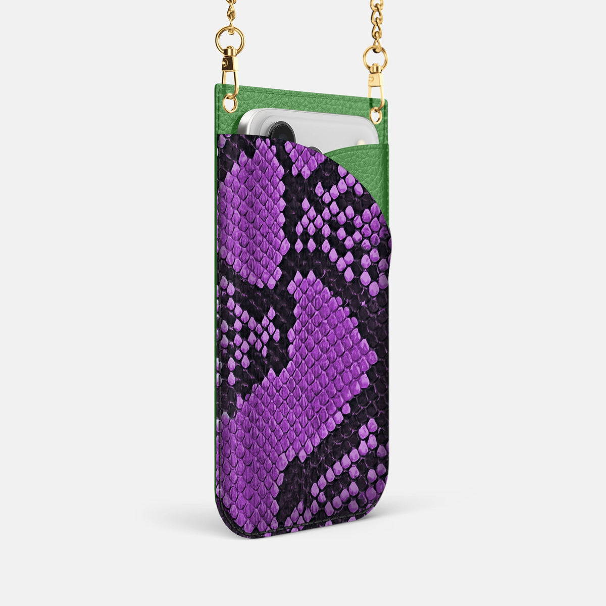 Crossbody Bag For iPhone 18 Pro In Deluxe Python -2 | Purple-Gold