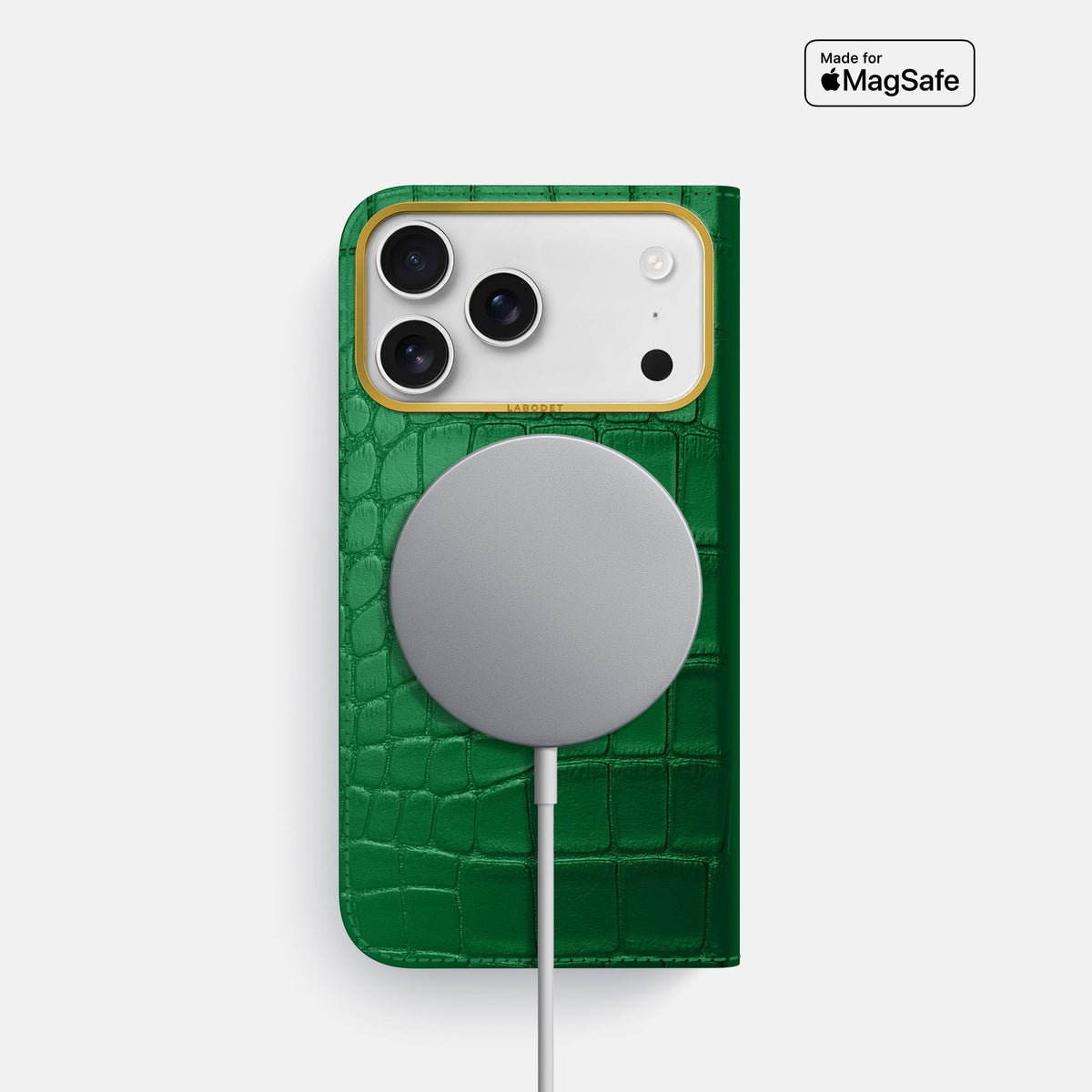 Folio Case For iPhone 18 Pro In Alligator -3 | Forest-Green-Gold