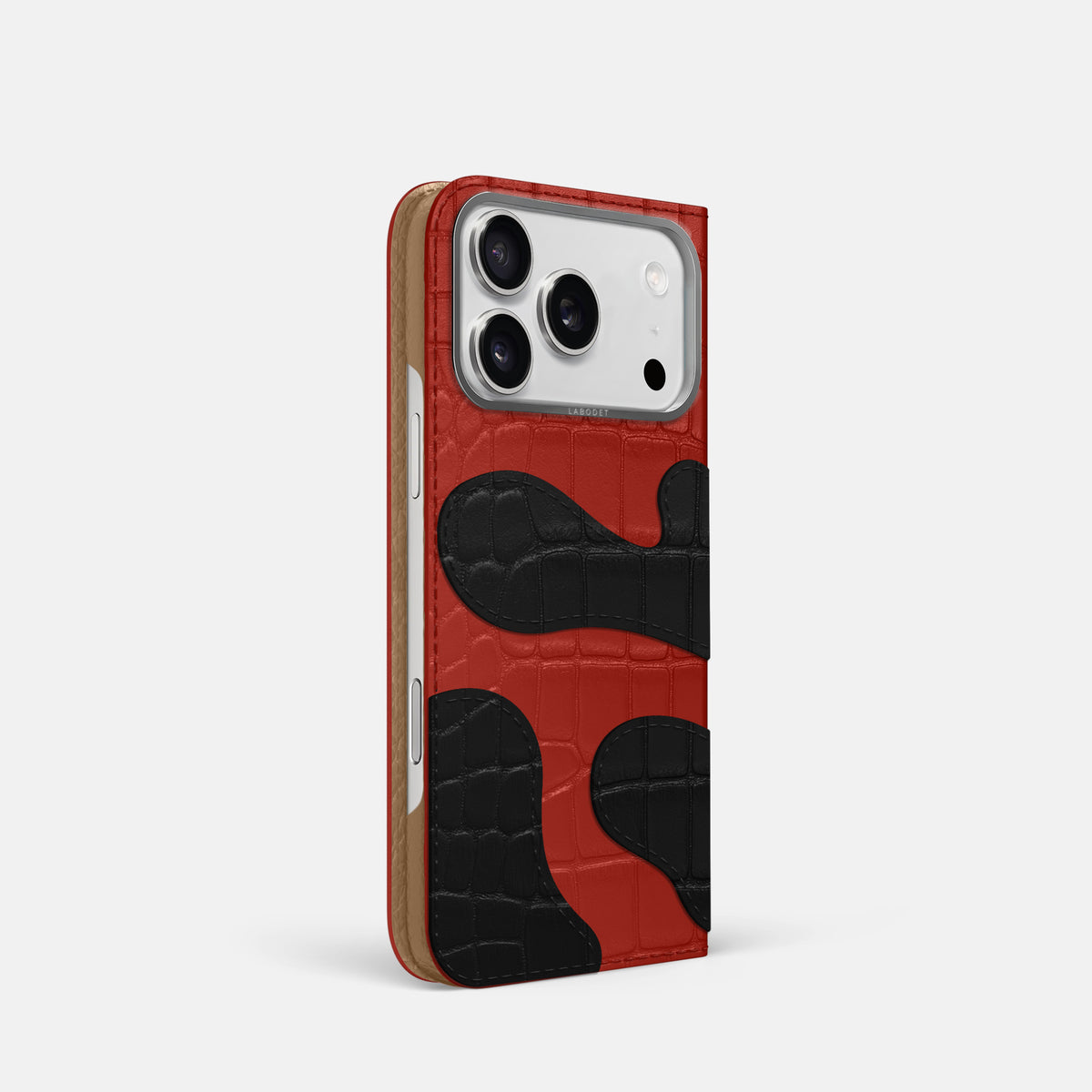 Camouflage Folio For iPhone 17 Pro In Alligator -1 | Red-Steel