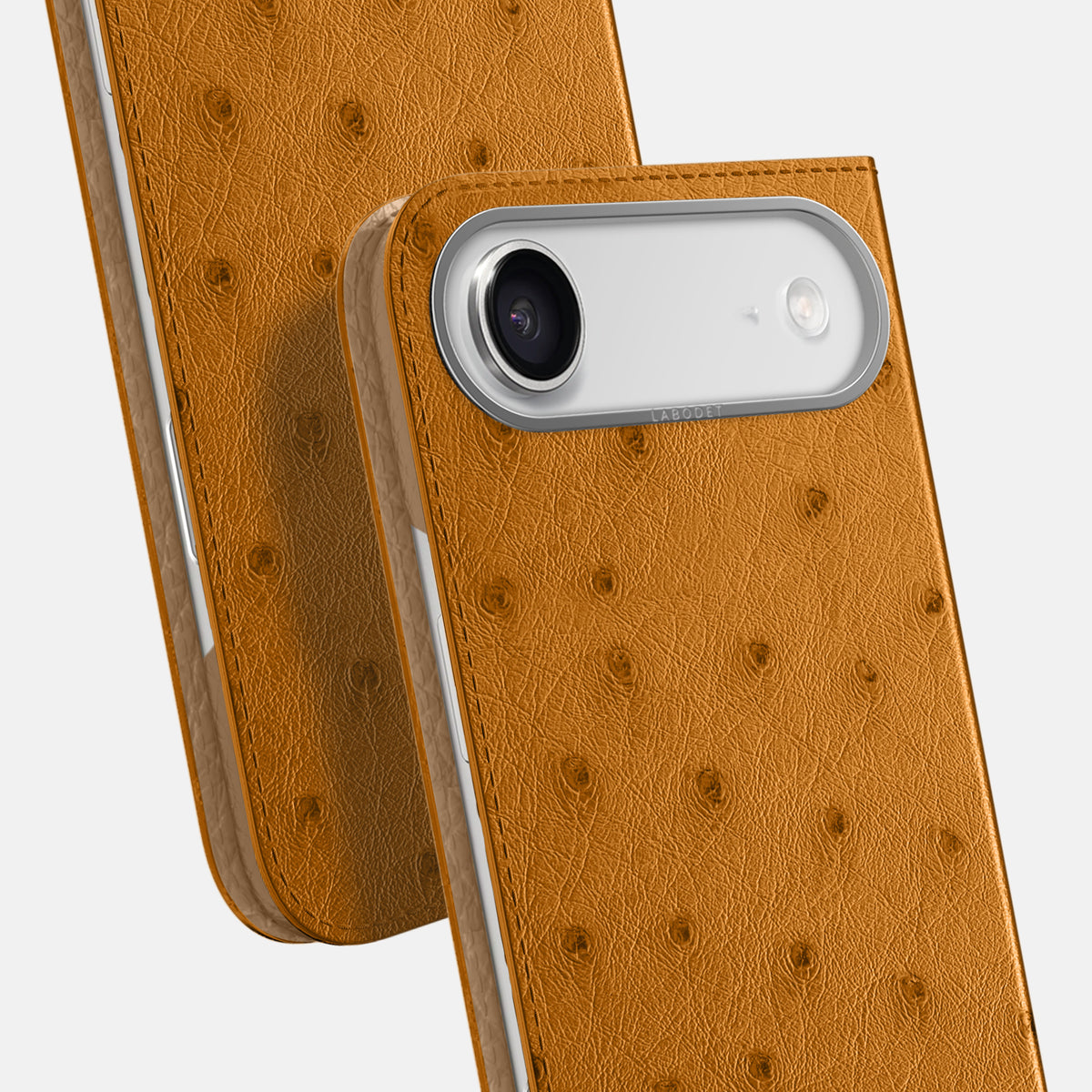 Folio Case For iPhone 17 Air In Ostrich -5 | Chestnut-Steel