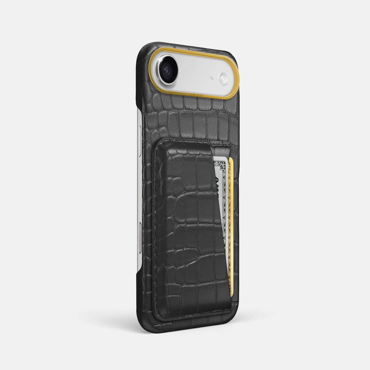 Double Card Case For iPhone 17 Air In Alligator -2 | Grey-Gold