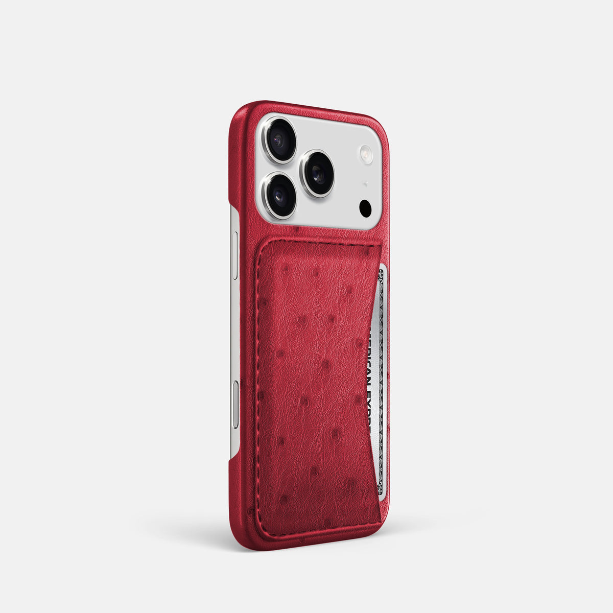 Slim Card Case For iPhone 17 Pro In Ostrich -2 | Red