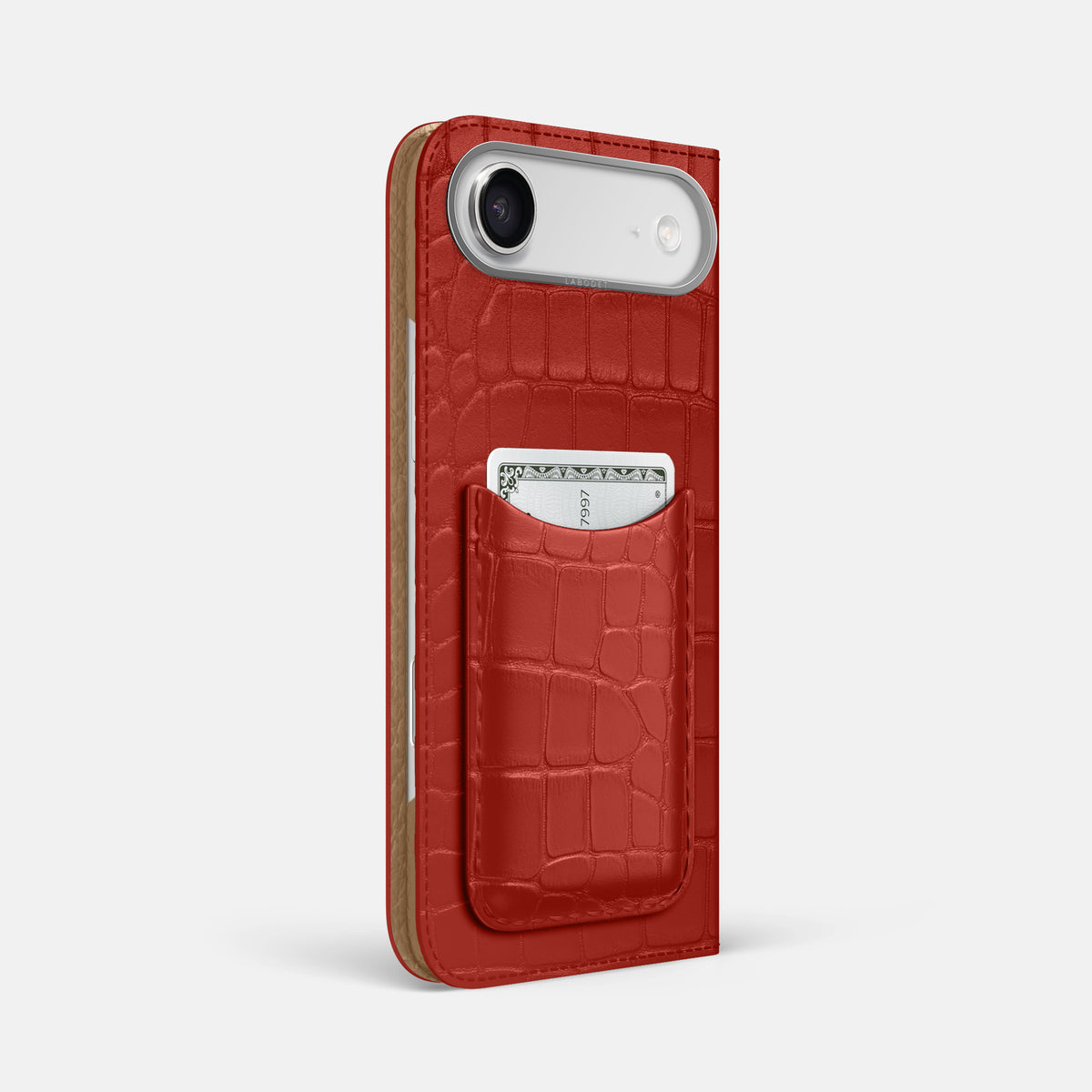 Folio Case with Card For iPhone 17 Air In Alligator -1 | Red-Steel