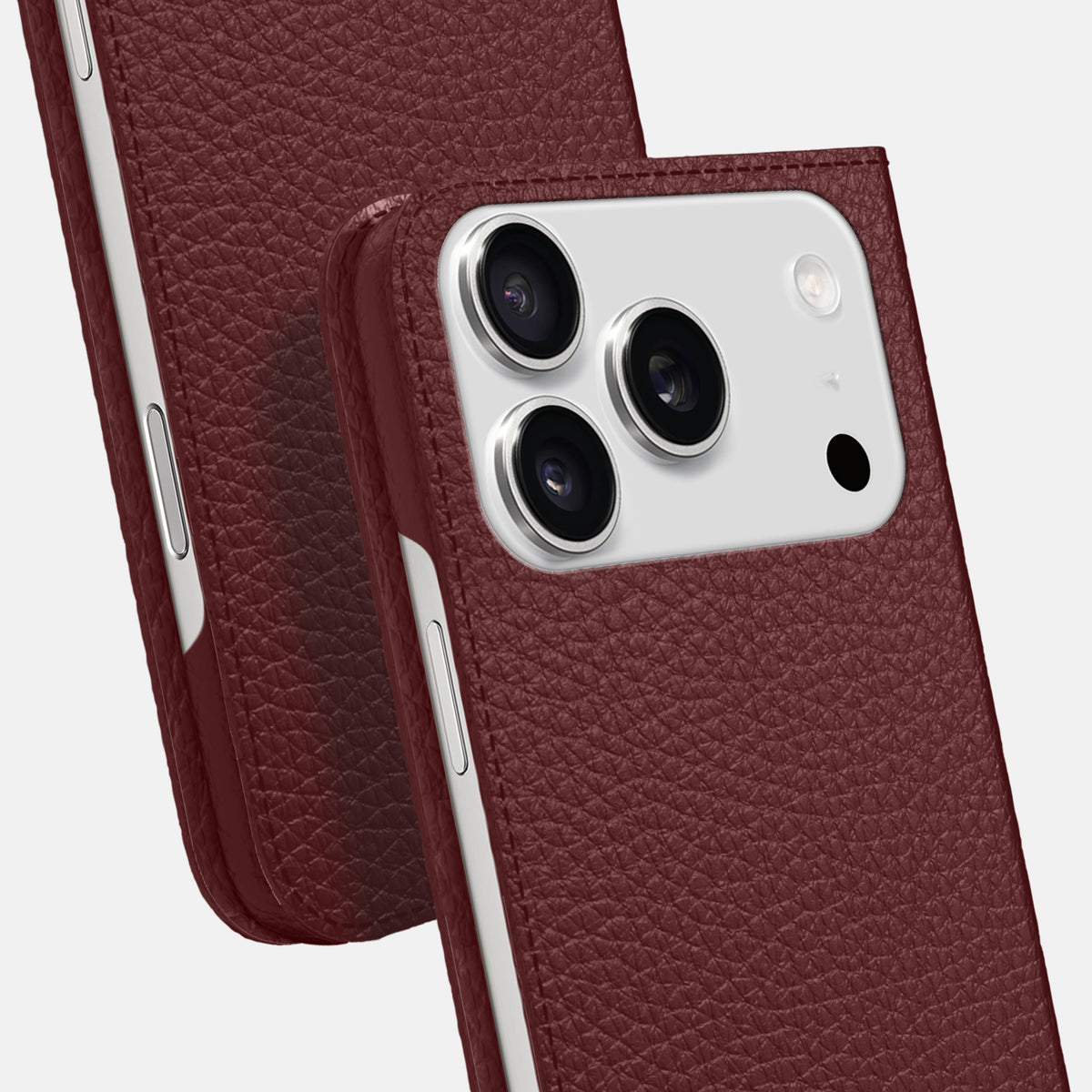 Folio Slim Case For iPhone 17 Pro In Calf -5 | Bordeaux