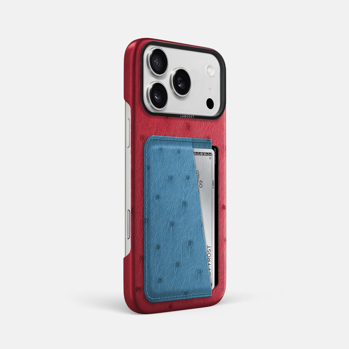 Double Card Case Coloré For iPhone 18 Pro Max In Ostrich -2 | Red-Black