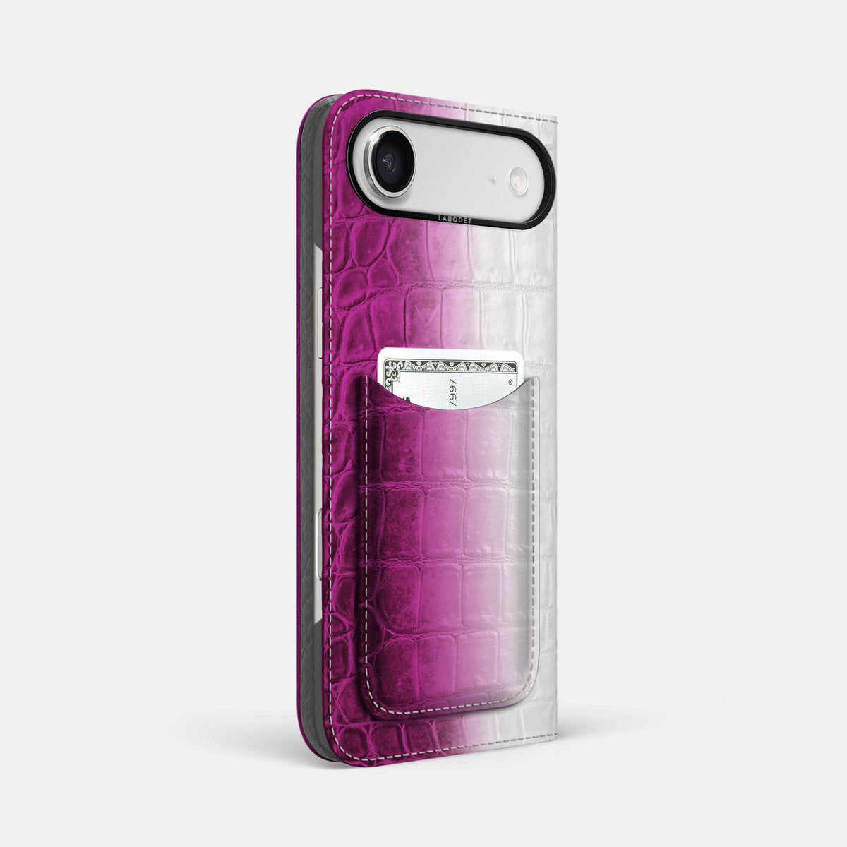 Folio Case with Card For iPhone 17 Air In Himalayan Crocodile -1 | Fuchsia-Black