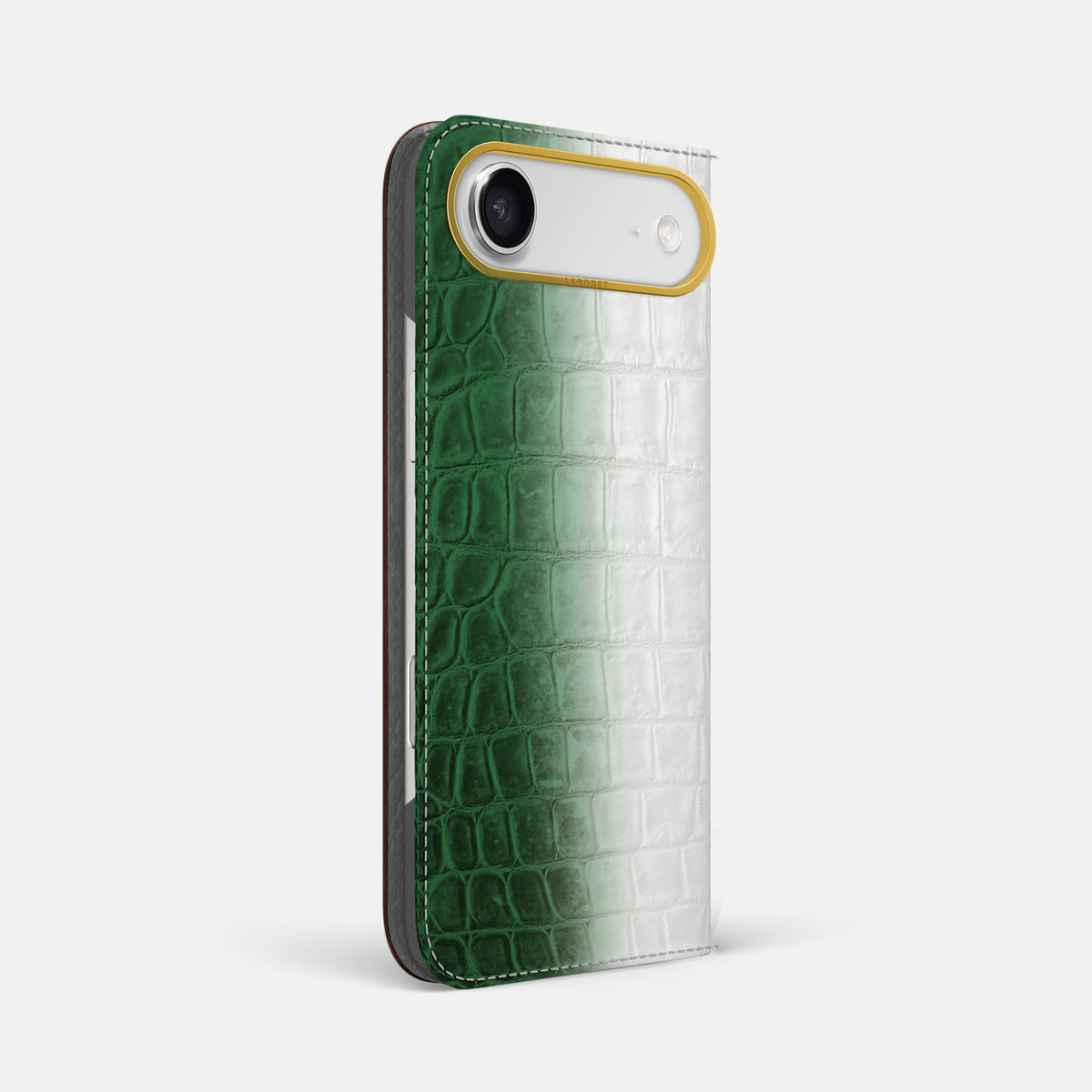 Folio Case For iPhone 17 Air In Himalayan Crocodile -1 | Green-Gold