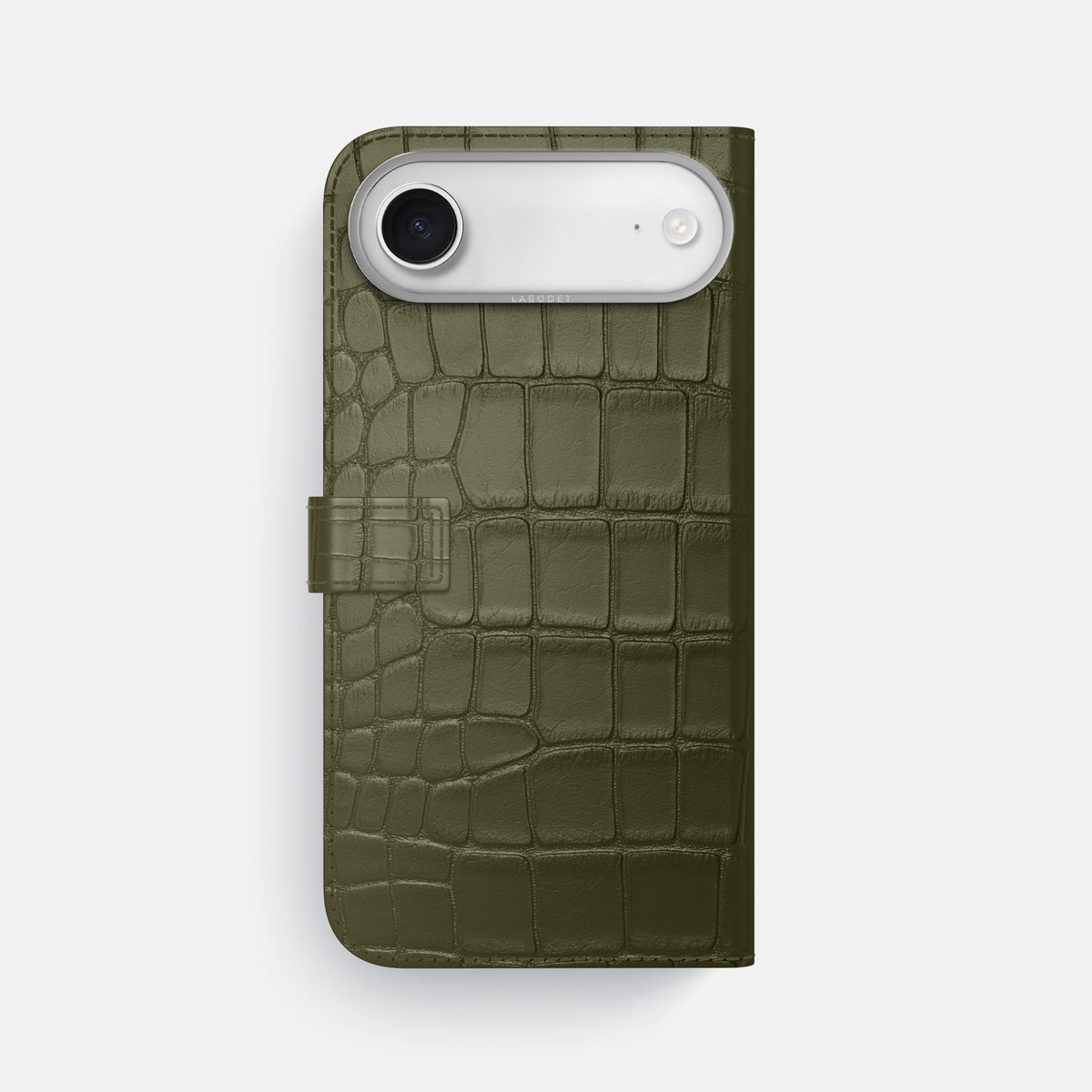 Folio Case with Clasp For iPhone 17 Air In Alligator -3 | Kaki-Green-Steel
