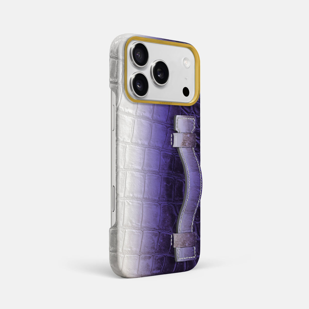 Handle Case For iPhone 18 Pro Max In Himalayan Crocodile -2 | Purple-Gold