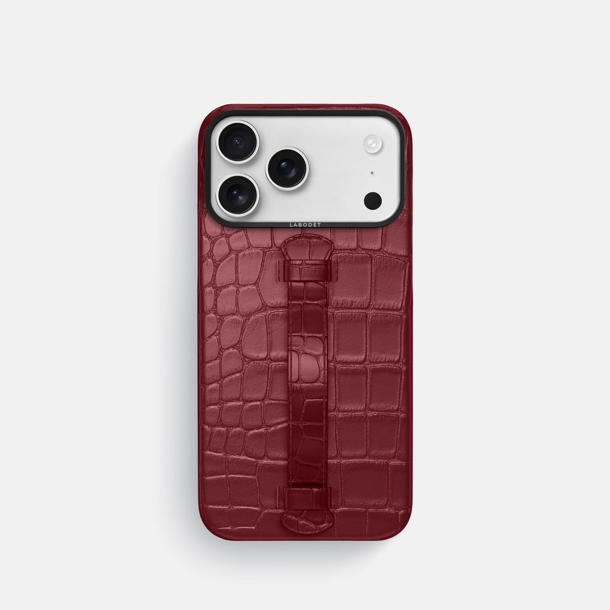 Center Handle For iPhone 18 Pro In Alligator -2 | Burgundy-Black