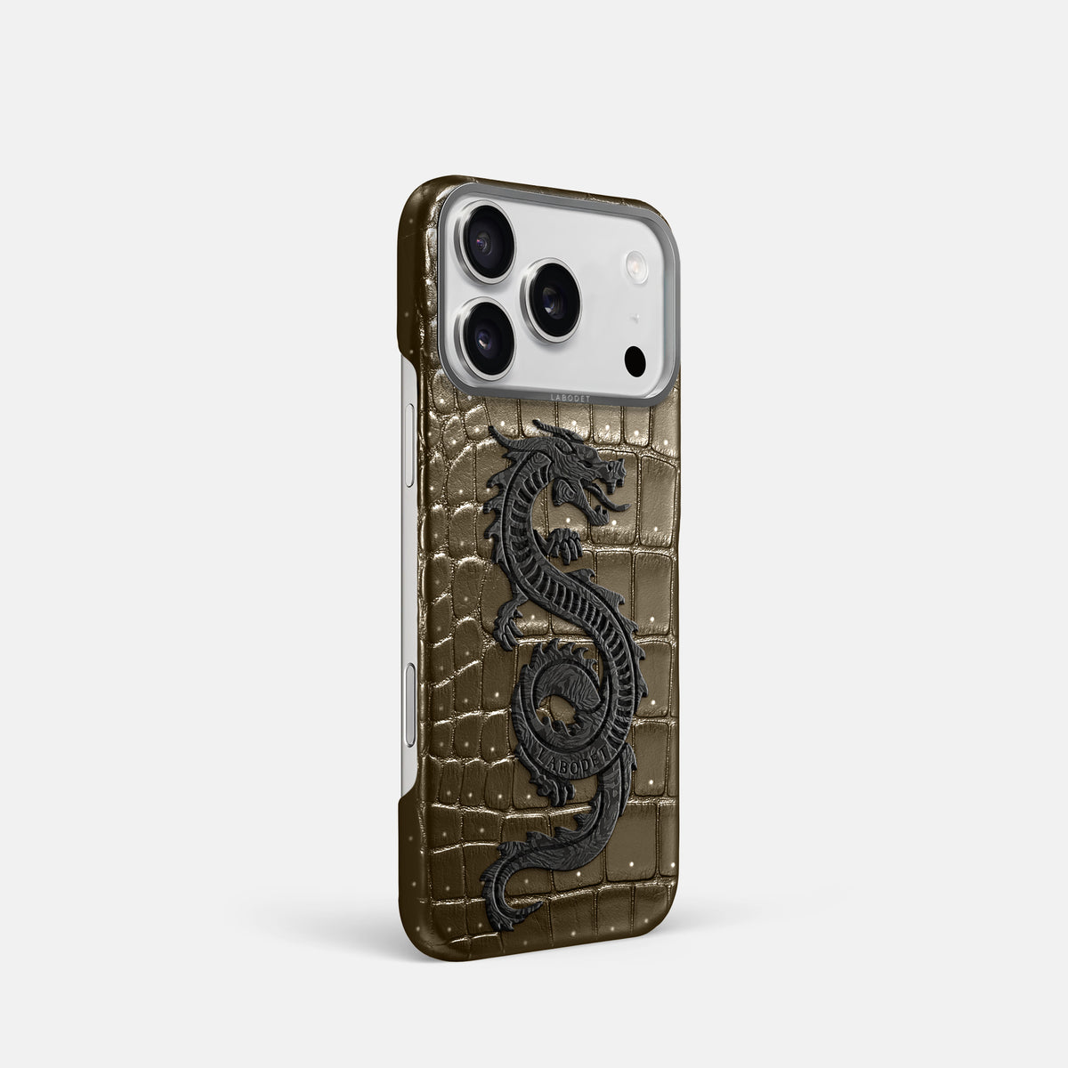 Classic Case With Carbon Dragon For iPhone 17 Pro In Porosus Crocodile -2 | Bronze-Steel