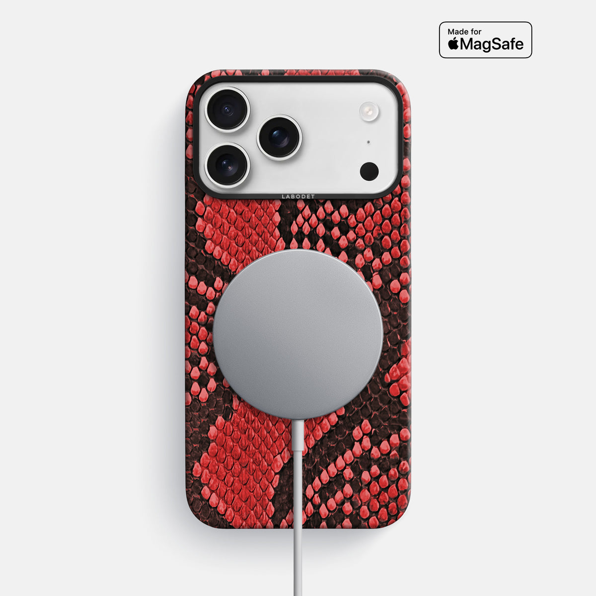 Classic Case For iPhone 17 Pro Max In Deluxe Python -5 | Red-Black