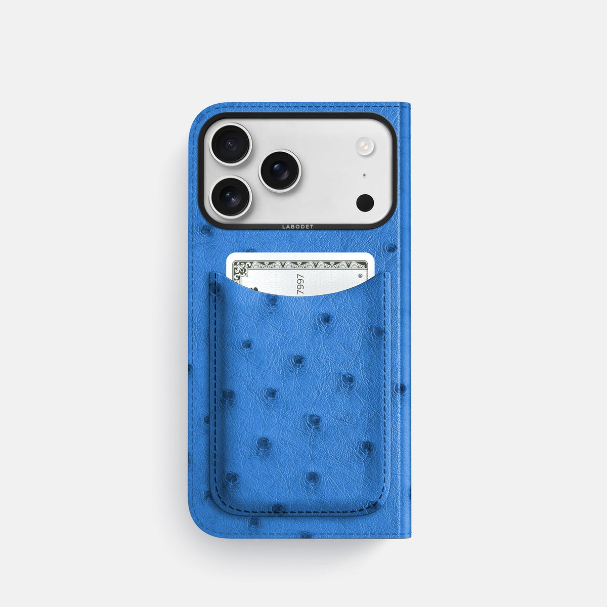 Folio Case with Card For iPhone 18 Pro In Ostrich -3 | Royal-Blue-Black