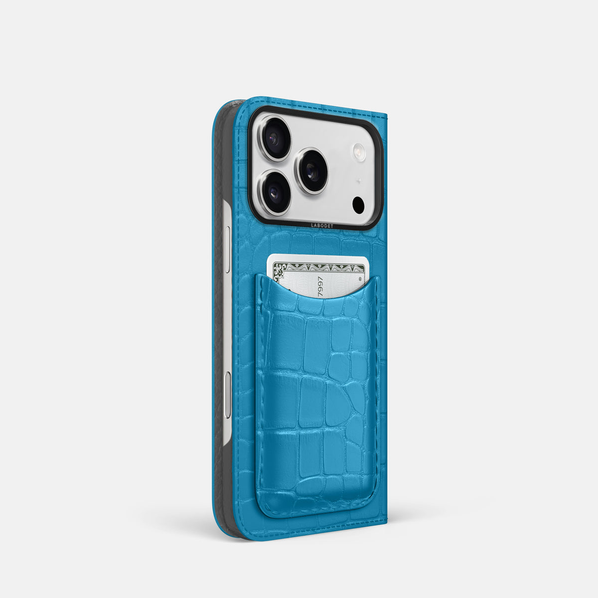 Folio Case with Card For iPhone 17 Pro In Alligator -1 | Curaçao-Blue-Black