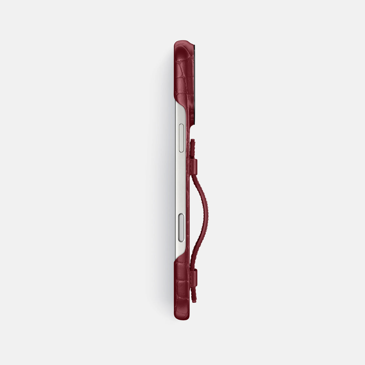Handle Case For iPhone 17 Pro Max In Alligator -3 | Burgundy-Black