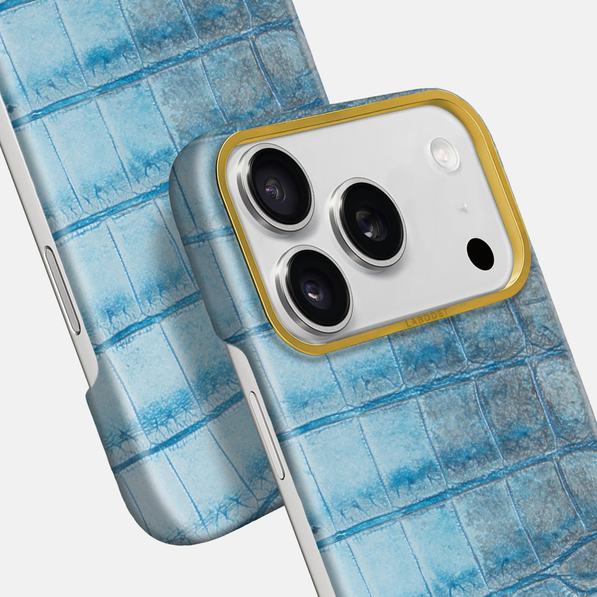 Classic Case For iPhone 18 Pro Max In Himalayan Crocodile -5 | Ice-Blue-Gold