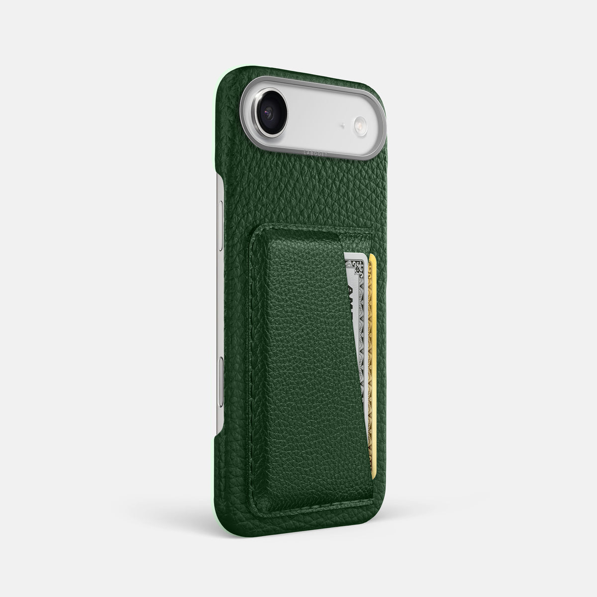 Double Card Case For iPhone 17 Air In Calf -2 | Dark-Green-Steel