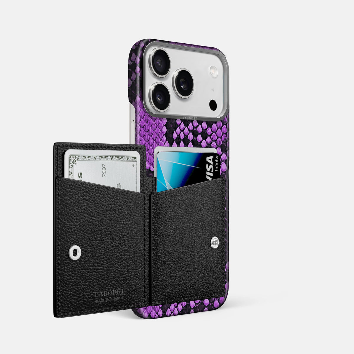 Bi-Fold Case For iPhone 18 Pro Max In Deluxe Python -2 | Purple-Steel