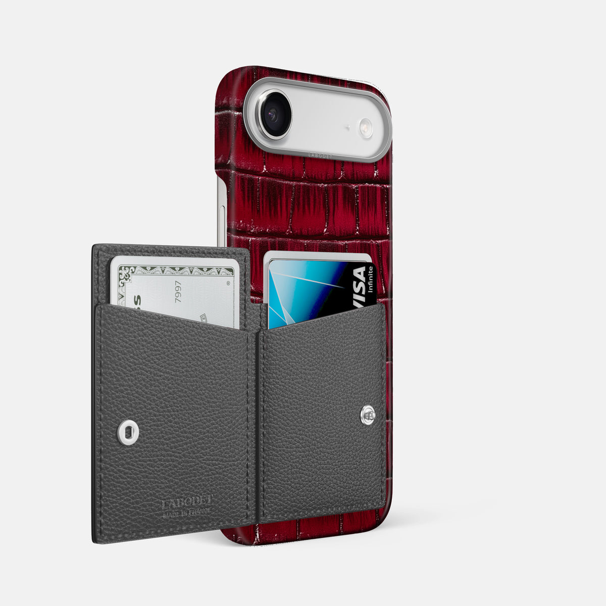 Bi-Fold Case For iPhone 17 Air In Patina Alligator -2 | Havana-Burgundy-Steel
