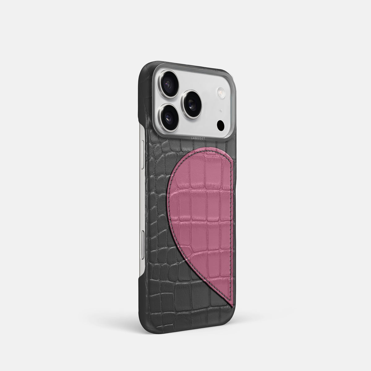 Classic Case With Half Heart - Left For iPhone 17 Pro In Alligator -2 | Grey-Steel