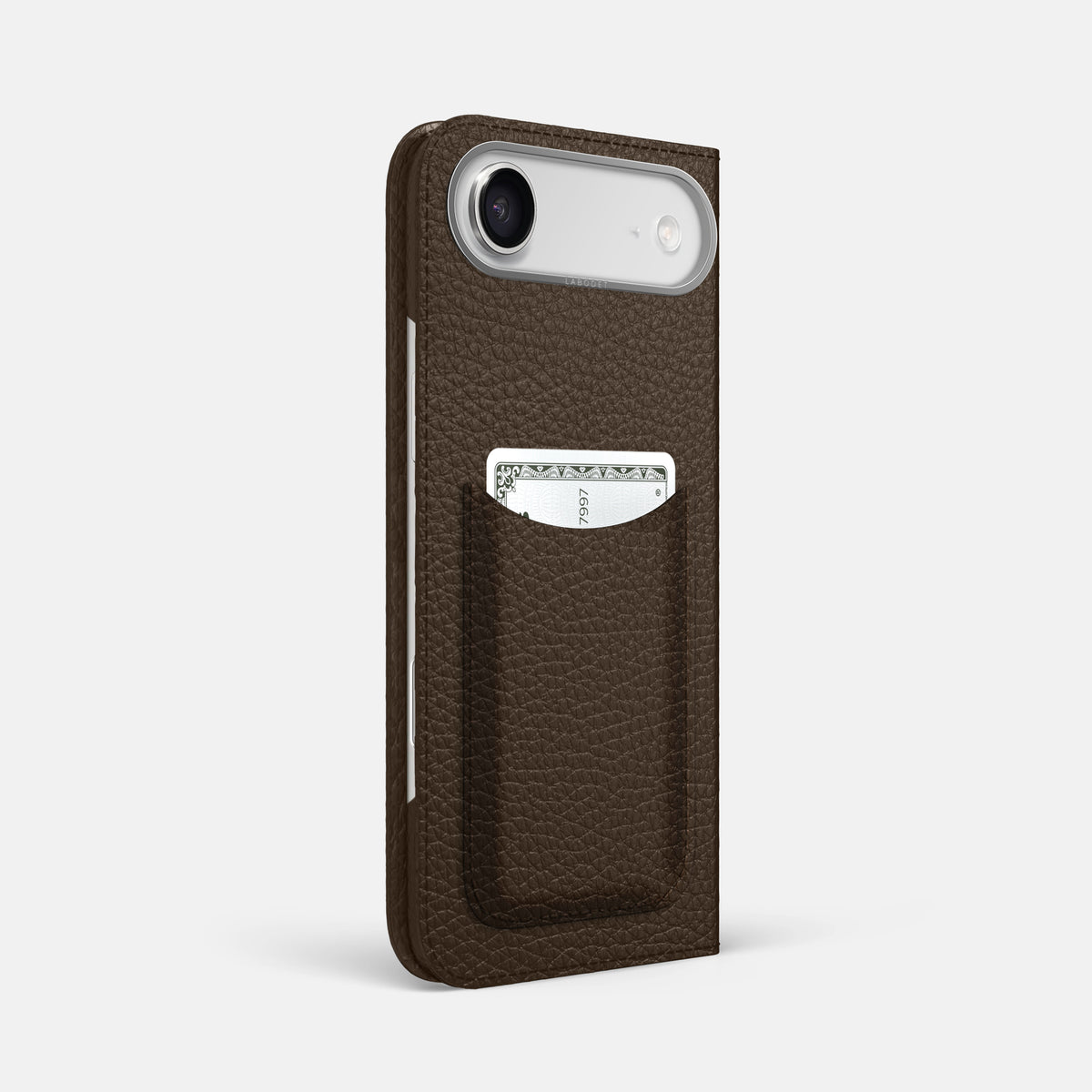 Folio Case with Card For iPhone 17 Air In Calf -1 | Dark-Brown-Steel