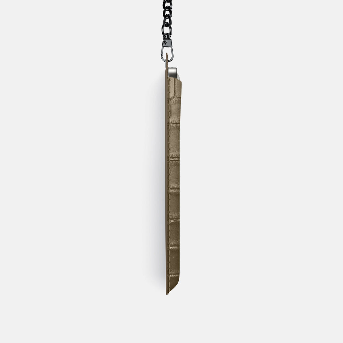 Crossbody Bag For iPhone 18 Pro In Porosus Crocodile -4 | Kaki-Green-Black