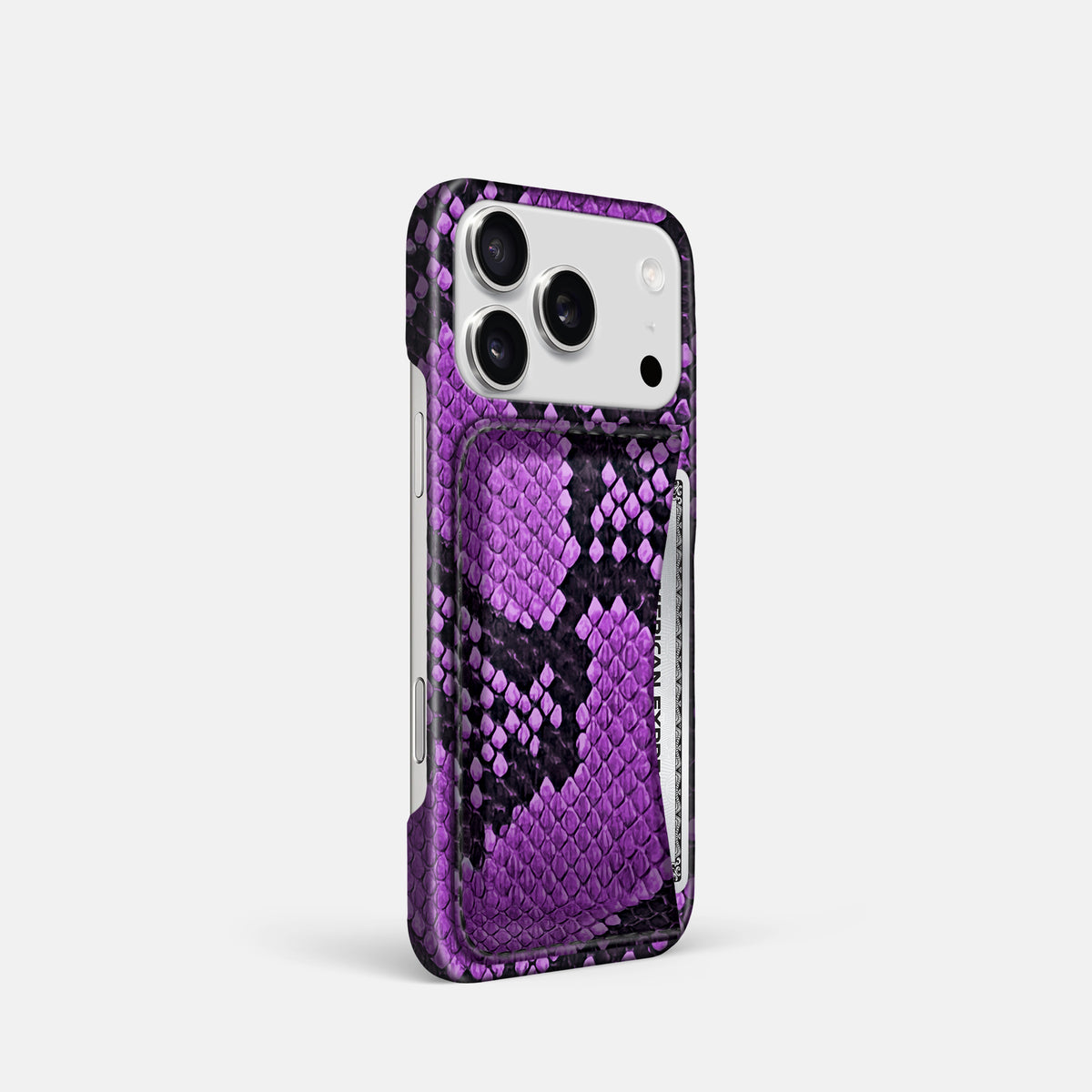 Slim Card Case For iPhone 17 Pro In Deluxe Python -2 | Purple