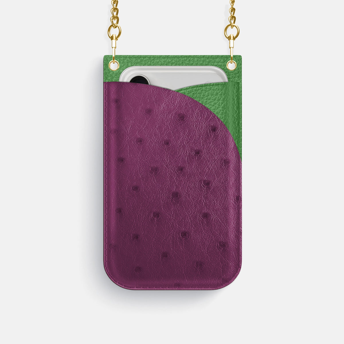 Crossbody Bag For iPhone 18 Pro In Ostrich -1 | Purple-Gold