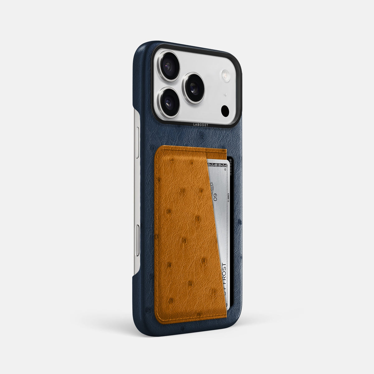 Double Card Case Coloré For iPhone 18 Pro Max In Ostrich -2 | Navy-Blue-Black