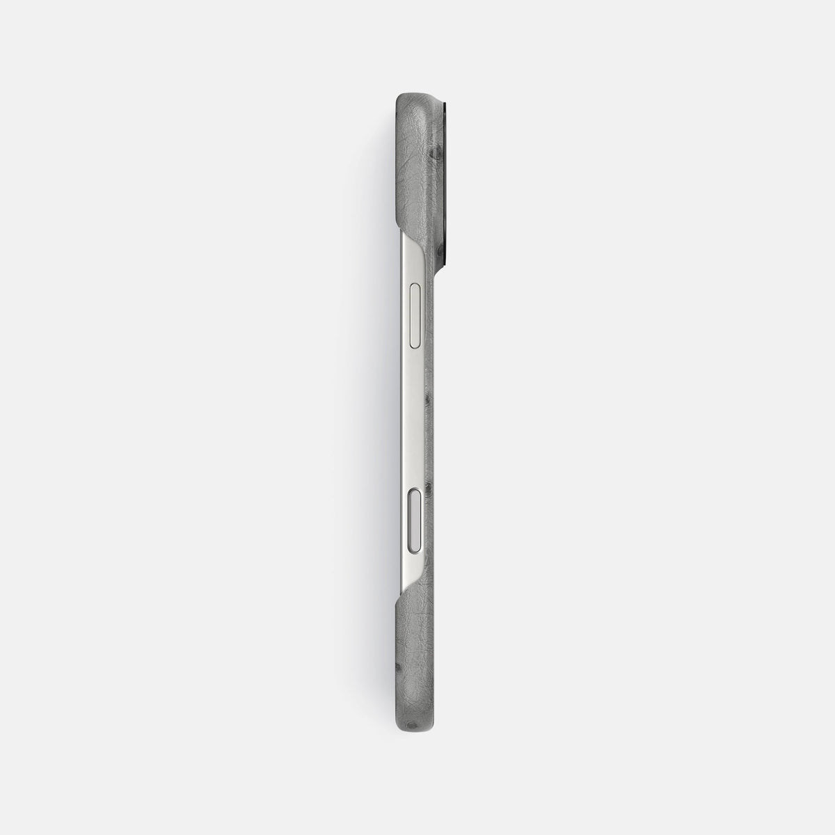 Classic Case For iPhone 18 Pro Max In Ostrich -3 | Silver-Black