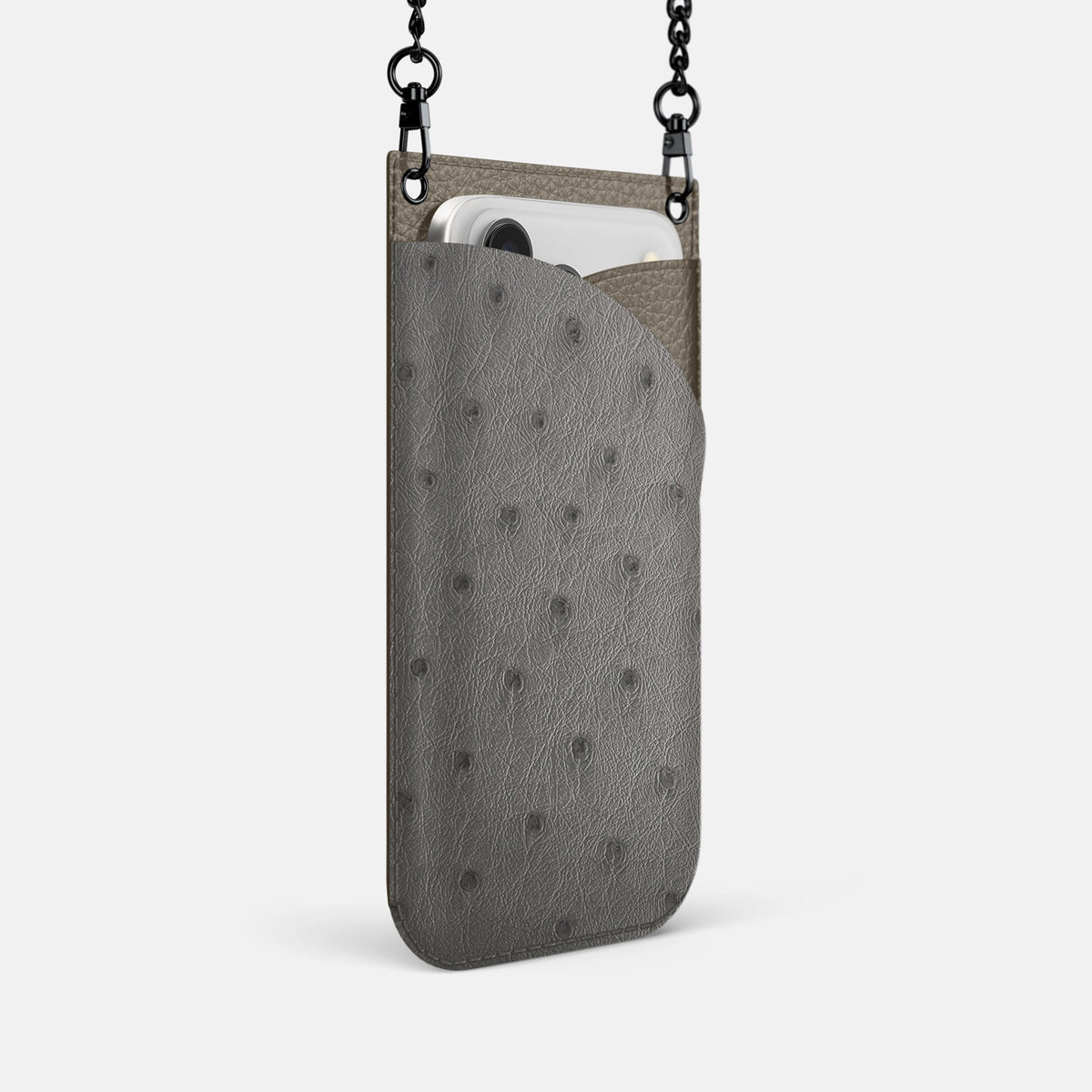 Crossbody Bag For iPhone 18 Pro In Ostrich -2 | Grey-Black