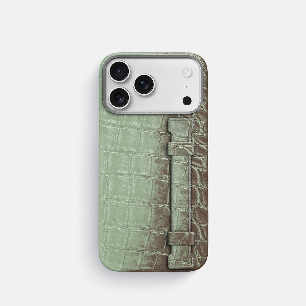 Handle Case For iPhone 18 Pro In Himalayan Crocodile -1 | Pistachio-Steel