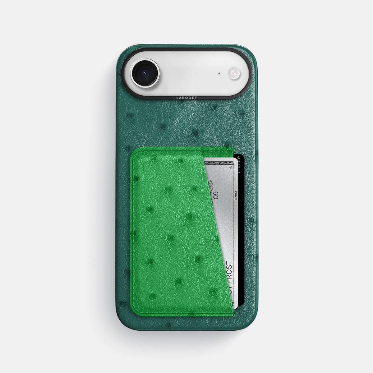 Double Card Case Coloré For iPhone 17 Air In Ostrich -1 | Forest-Green-Black